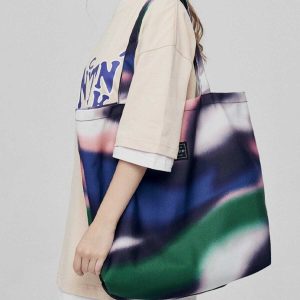 abstract contrast canvas shoulder bag   chic & dynamic style 3705