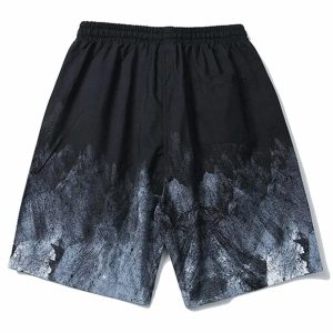 artistic landscape shorts with drawstring youthful & chic 4295