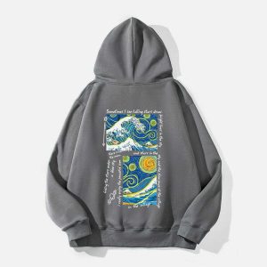 artistic oil painting hoodie thick & vibrant streetwear 7798