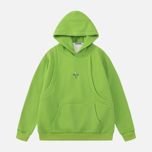 asymmetrical patchwork hoodie youthful & dynamic streetwear 4750