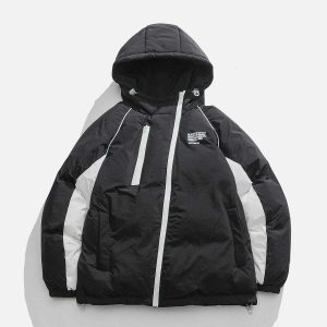 asymmetrical zip winter coat   chic & dynamic urban outerwear 1236