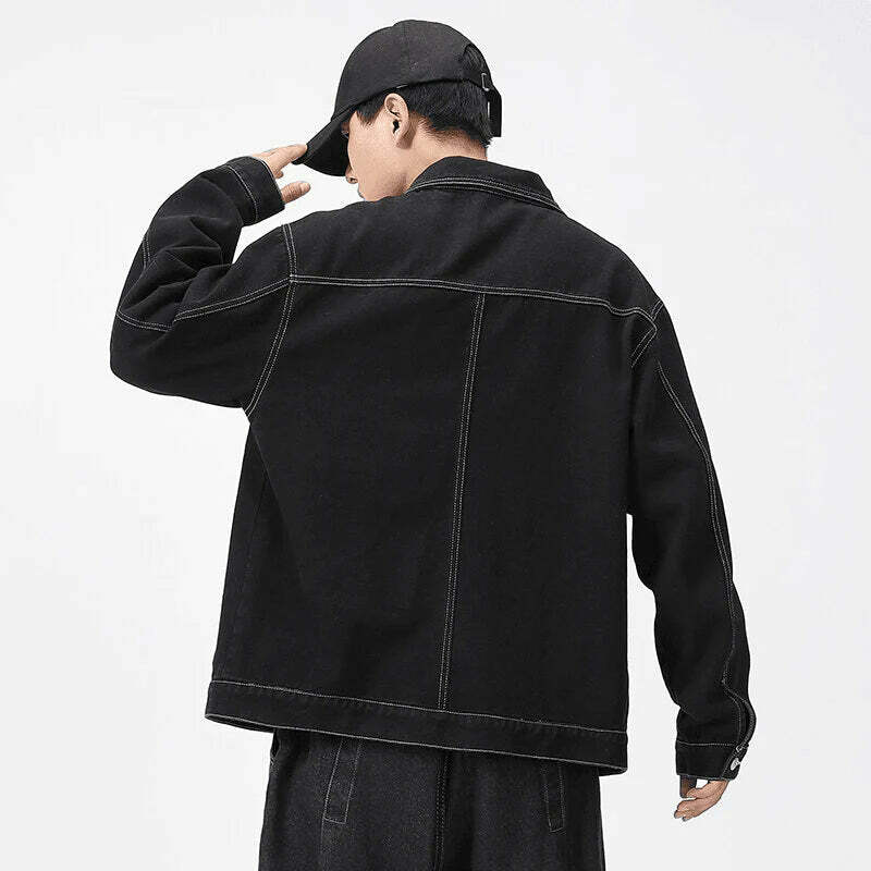 black denim jacket chic black denim jacket timeless urban classic 3930
