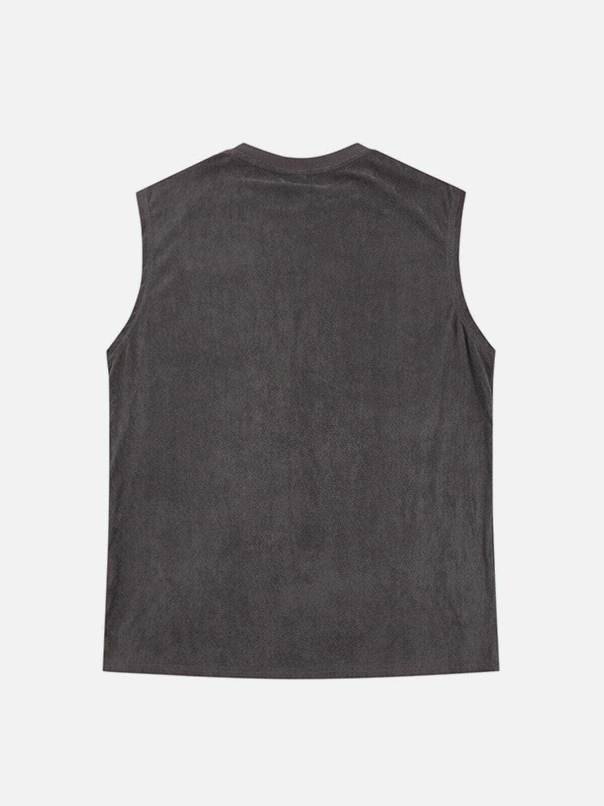 blurring design print vest   edgy streetwear essential 7880
