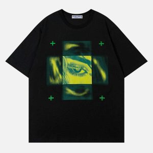 blurring eye print tee edgy & retro streetwear 5723