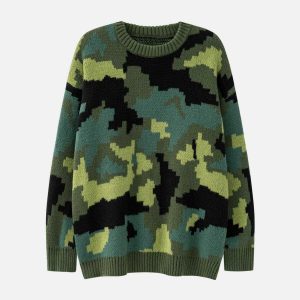camouflage print sweater youthful & edgy streetwear staple 8002