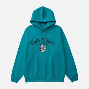 cartoon color block hoodie   youthful & dynamic streetwear 1652