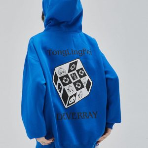 cartoon color block hoodie   youthful & dynamic streetwear 3203