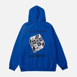 cartoon color block hoodie   youthful & dynamic streetwear 7200