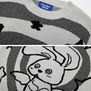 cartoon knit sweater vest   youthful & trendy streetwear 4975