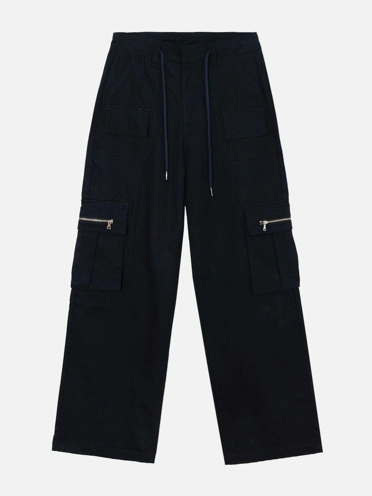 casual multi pocket pants with drawstring   urban chic 2926