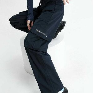 casual multi pocket pants with drawstring   urban chic 3406