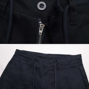 casual multi pocket pants with drawstring   urban chic 8563