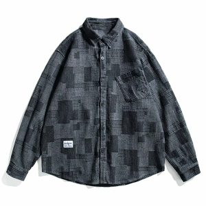 checkered print shirt long sleeve youthful design 6546