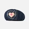 chic 3d fringe heart beret   exclusive denim design 5217