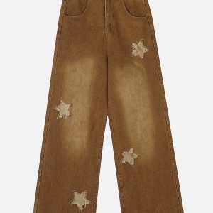 chic applique star jeans embroidery & urban flair 2035
