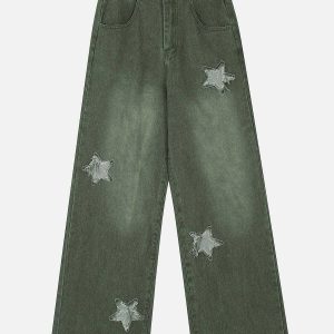 chic applique star jeans embroidery & urban flair 8502