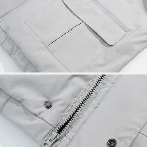 chic big pocket coat solid color & winter essential 8763