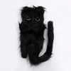 chic black plush cat phone wallet   sleek & unique accessory 7688