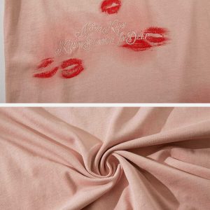 chic blow kisses tee with vibrant embroidery detail 2052
