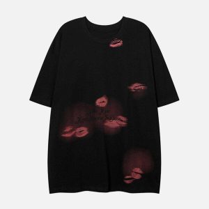 chic blow kisses tee with vibrant embroidery detail 7017