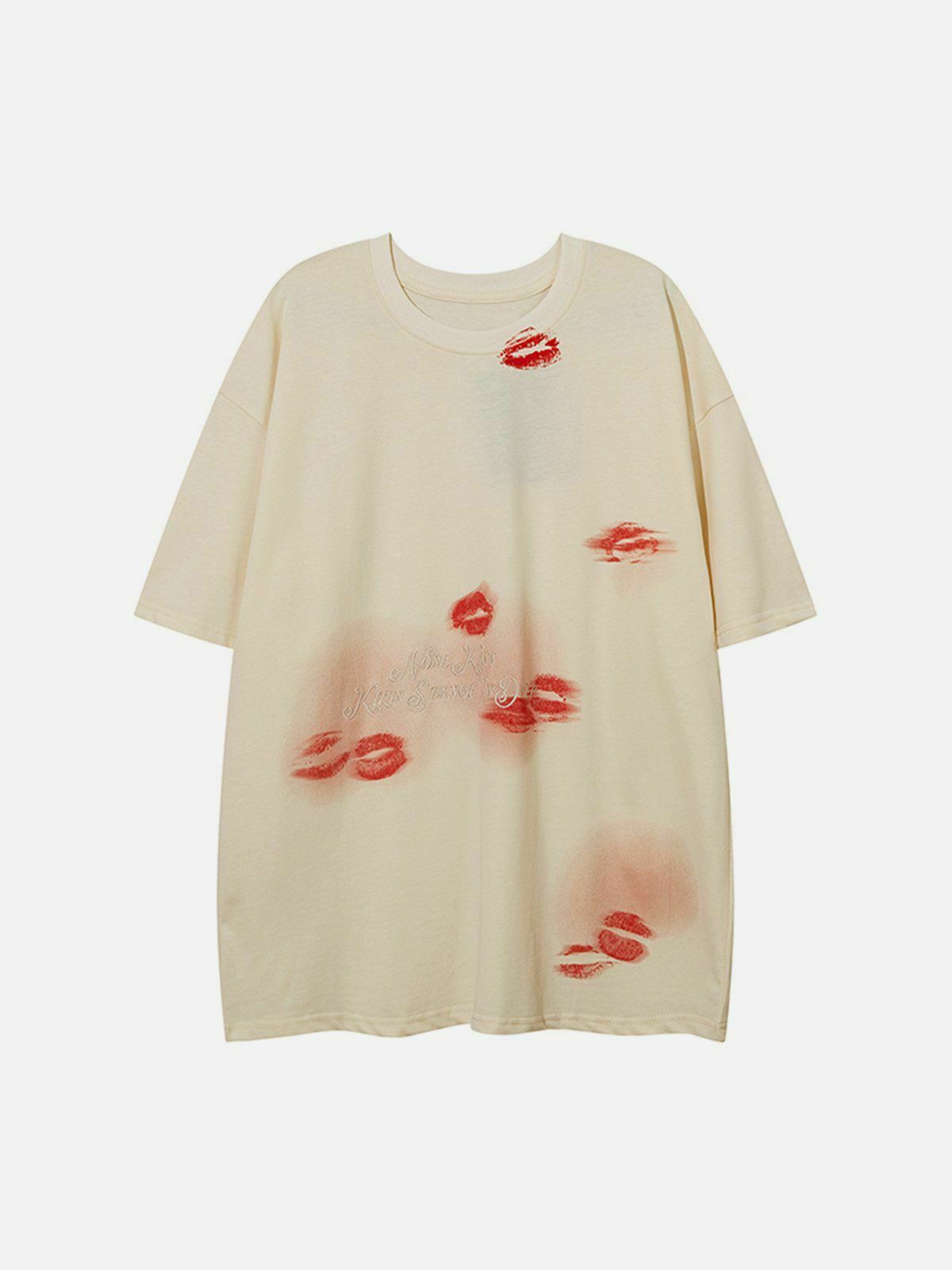 chic blow kisses tee with vibrant embroidery detail 7323