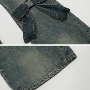 chic bow adorned jeans   sleek & youthful streetwear 8949