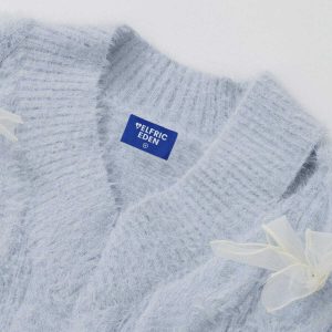 chic bow adorned sweater   youthful & trendy appeal 4773