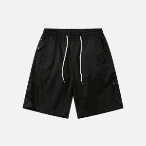 chic buckle decor shorts   sleek solid & urban trendy 4844