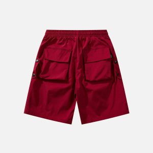 chic buckle decor shorts   sleek solid & urban trendy 6378