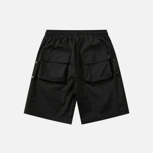 chic buckle decor shorts   sleek solid & urban trendy 7001