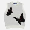 chic butterfly jacquard vest youthful & trendy knit 3973
