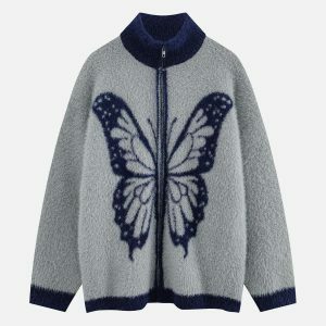 chic butterfly zip cardigan   youthful & trendy appeal 2699