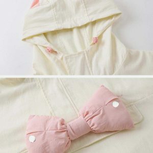 chic cat ear hoodie with bow tie   youthful urban appeal 2212