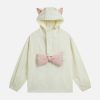 chic cat ear hoodie with bow tie   youthful urban appeal 6551
