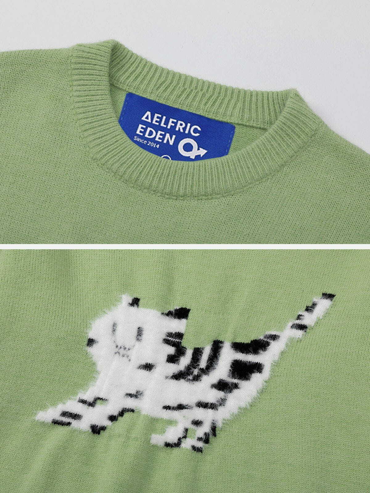 chic cat flocking sweater   youthful & trendy design 6171