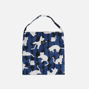 chic cat print shoulder bag   urban & trendy accessory 1608