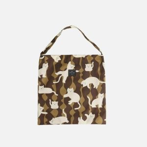 chic cat print shoulder bag   urban & trendy accessory 6231
