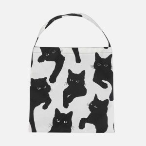 chic cat print shoulder bag   urban & trendy accessory 8897