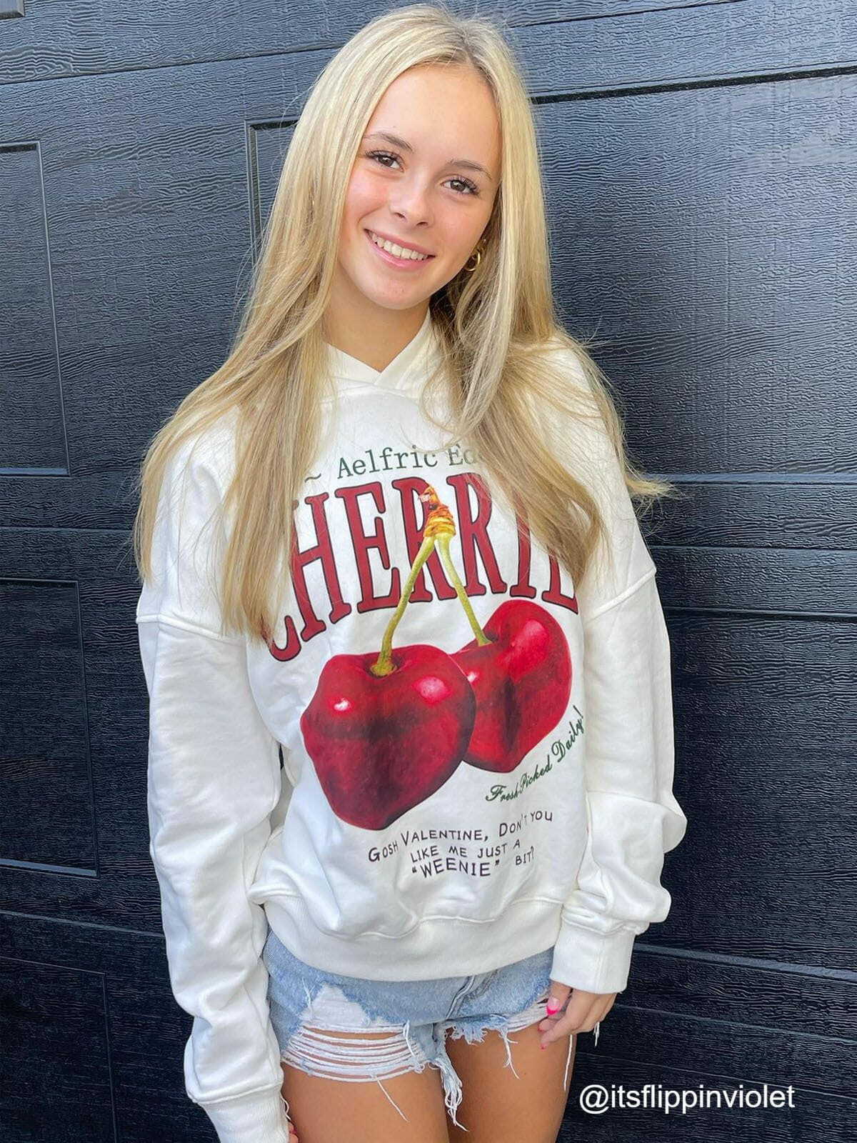 chic cherries hoodie   youthful & trendy streetwear 2442