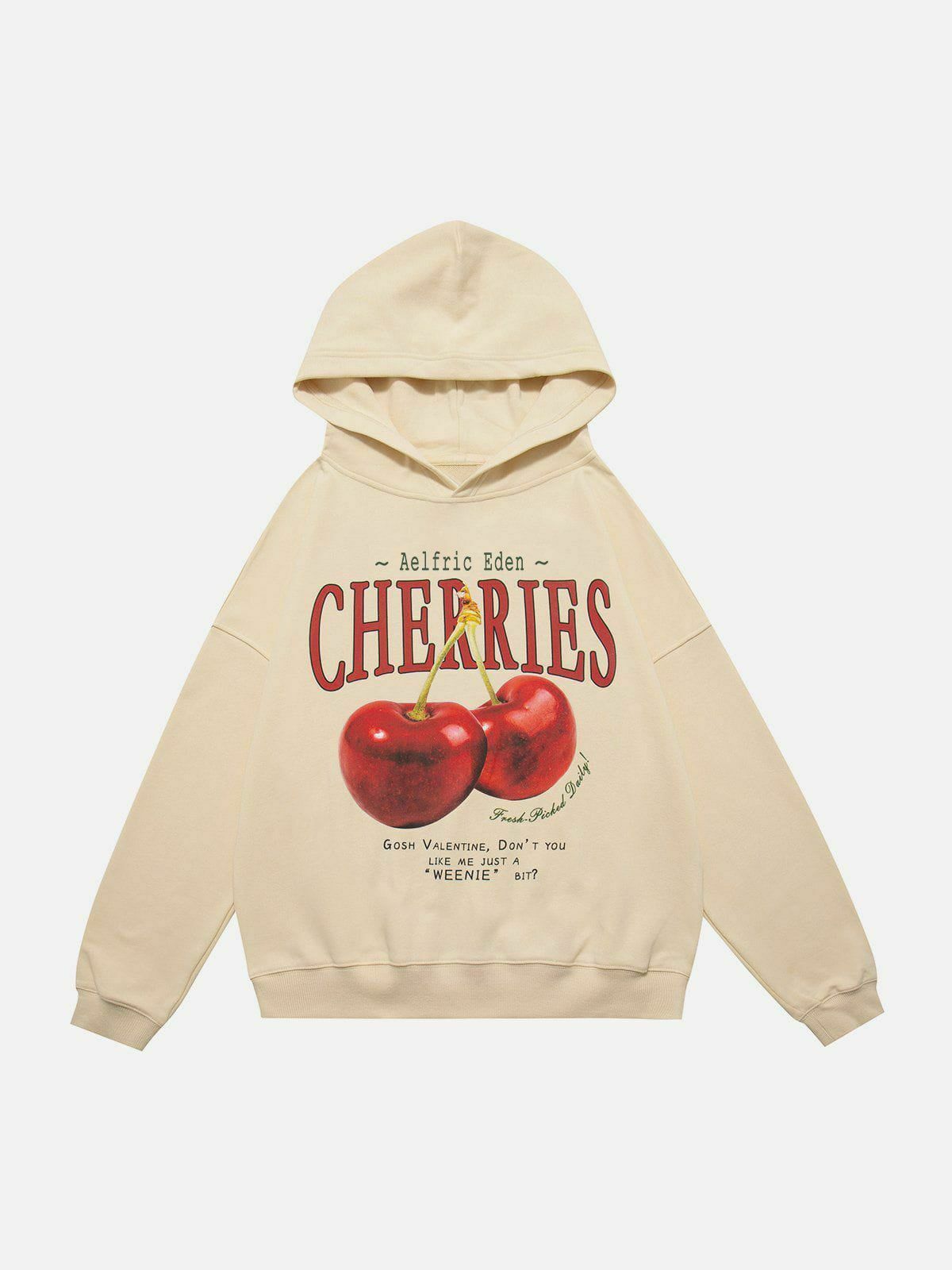 chic cherries hoodie   youthful & trendy streetwear 3475