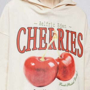 chic cherries hoodie   youthful & trendy streetwear 3804