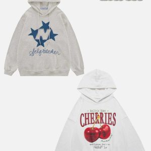 chic cherries hoodie   youthful & trendy streetwear 7056