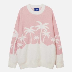 chic coconut jacquard sweater   urban & trendy knitwear 2062