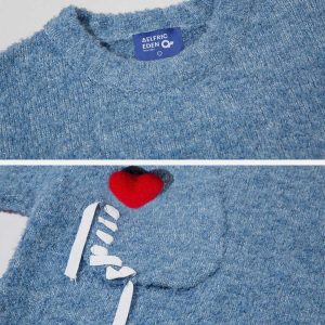 chic crochet heart sweater   youthful & trendy appeal 1221
