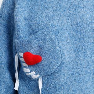 chic crochet heart sweater   youthful & trendy appeal 4224