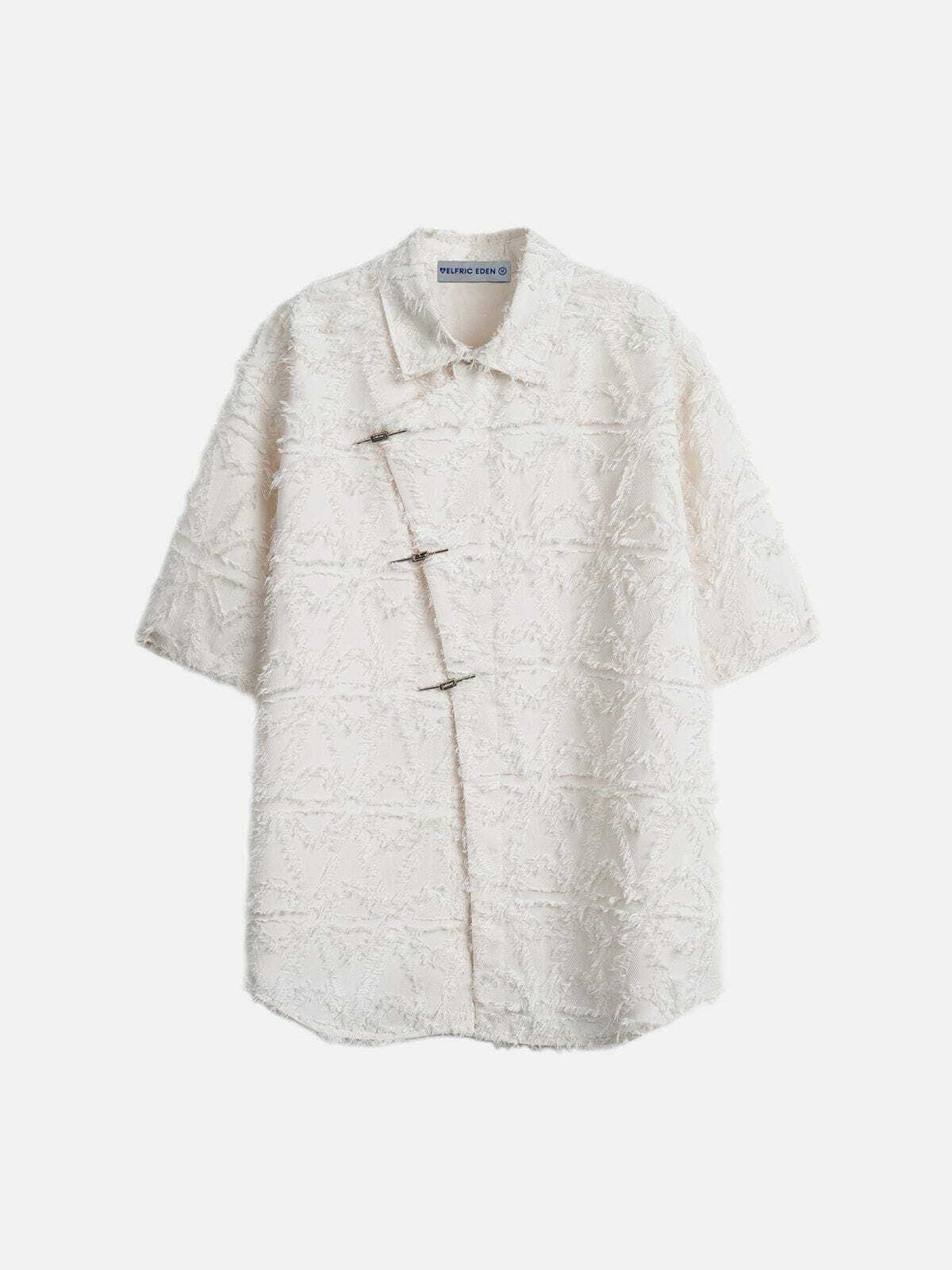 chic diagonal placket shirt with tassels youthful edge 2009
