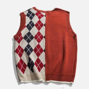 chic diamond stitch sweater vest   youthful urban appeal 1563