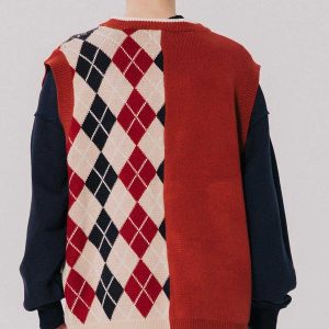 chic diamond stitch sweater vest   youthful urban appeal 4062