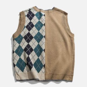 chic diamond stitch sweater vest   youthful urban appeal 4335