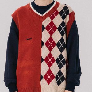 chic diamond stitch sweater vest   youthful urban appeal 7832